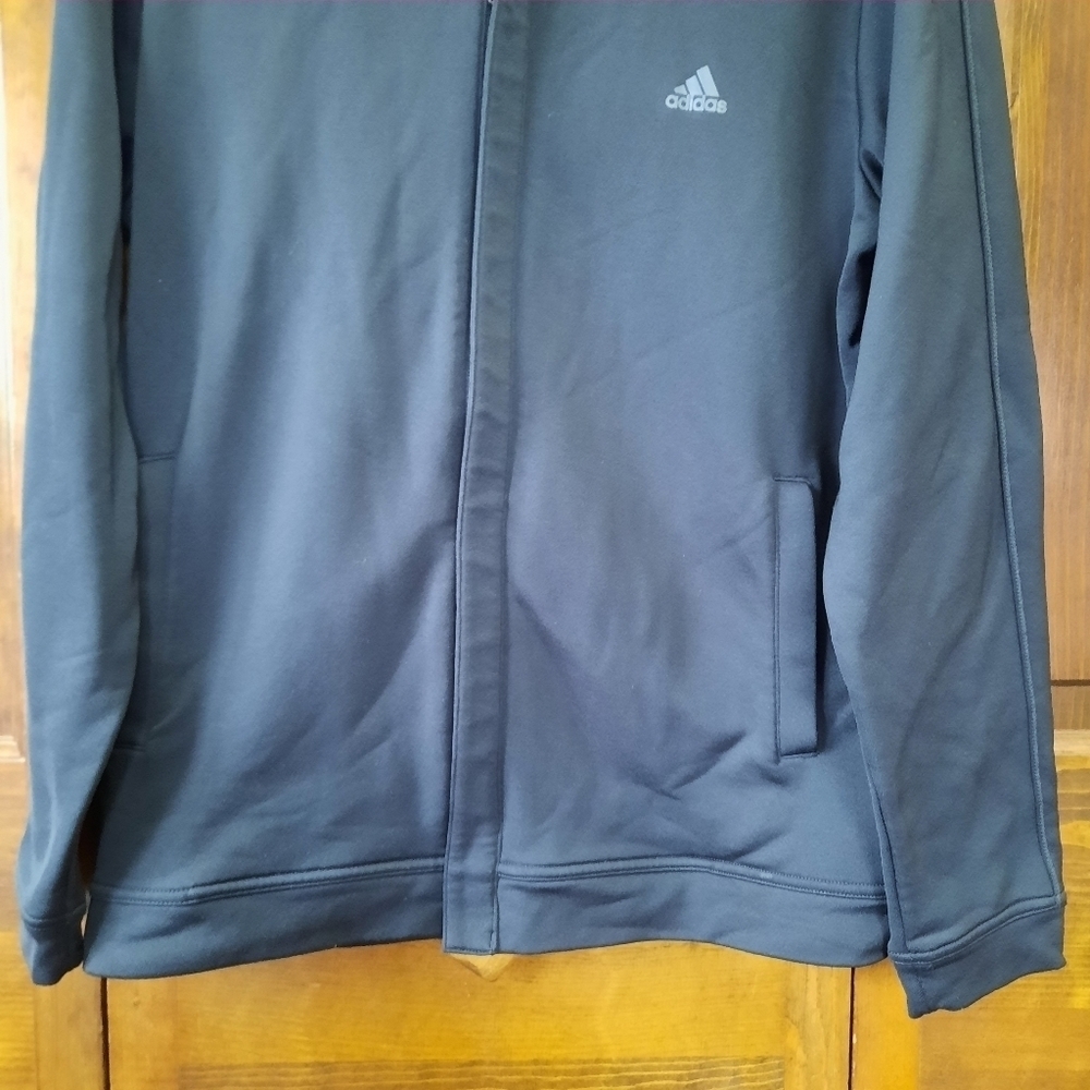 Adidas black zip-up mockneck athletic Activewear Workout jacket Size Medium - Picture 3 of 10